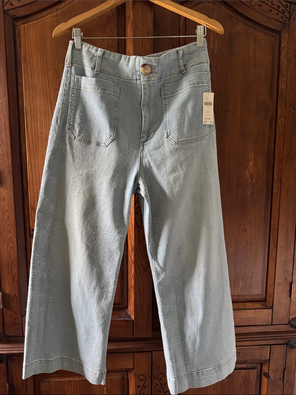 NWT MAEVE ANTHROPOLOGIE LIGHT DENIM SPARKLE COLLETTE JEANS. SIZE 31 PETITE.